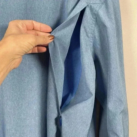 AFTCO SKYLARK LONG SLEEVE TECH SHIRT, AIR FORCE BLUE HEATHER, SIZE XL FISHING - Picture 9 of 10